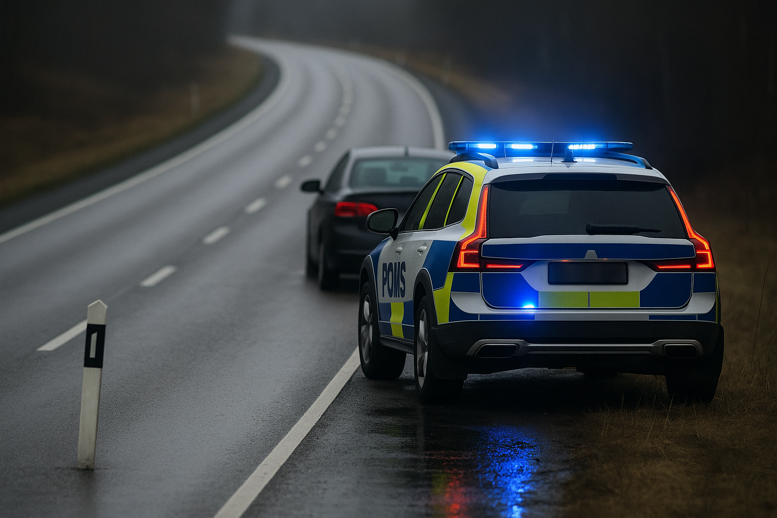 Polisen stoppar misstänkt rattfyllerist på Rv 68 i Lindesberg