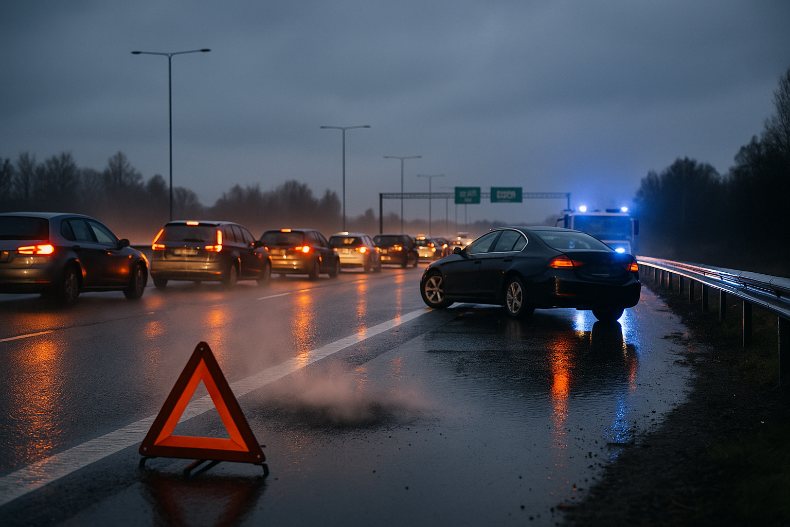 Bilbrand på E18/E20 utlöste kökrock och stopp mot Karlskoga