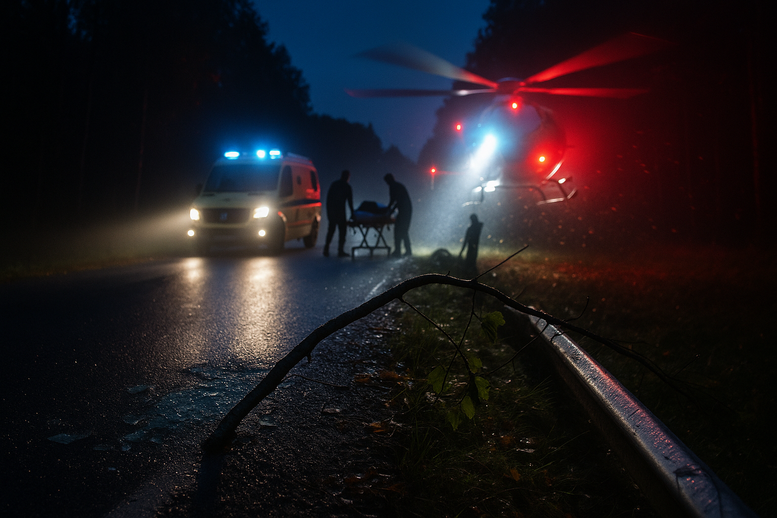 Bilist flygs till sjukhus efter trädkrasch på länsväg 847