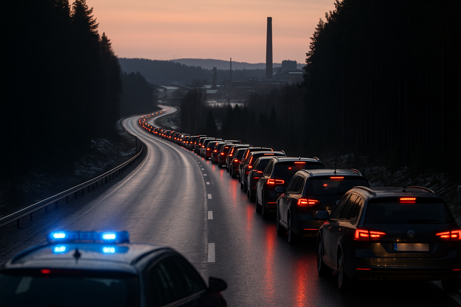 Singelolycka stänger Rv 50 vid Fingerboda under rusningstid