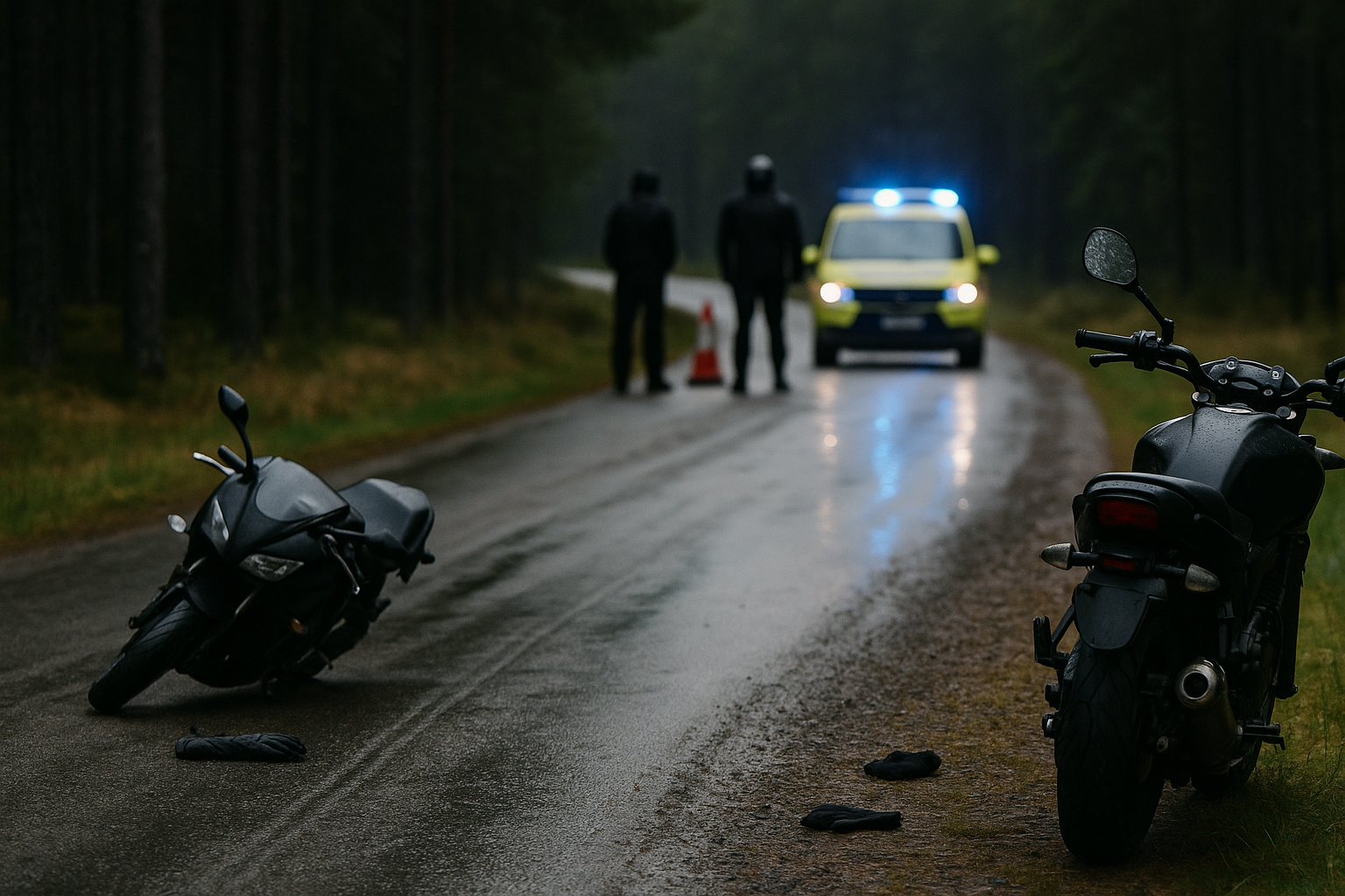 Två motorcyklister kolliderar i Tived på vägstråk mot Tiveden och Vättern