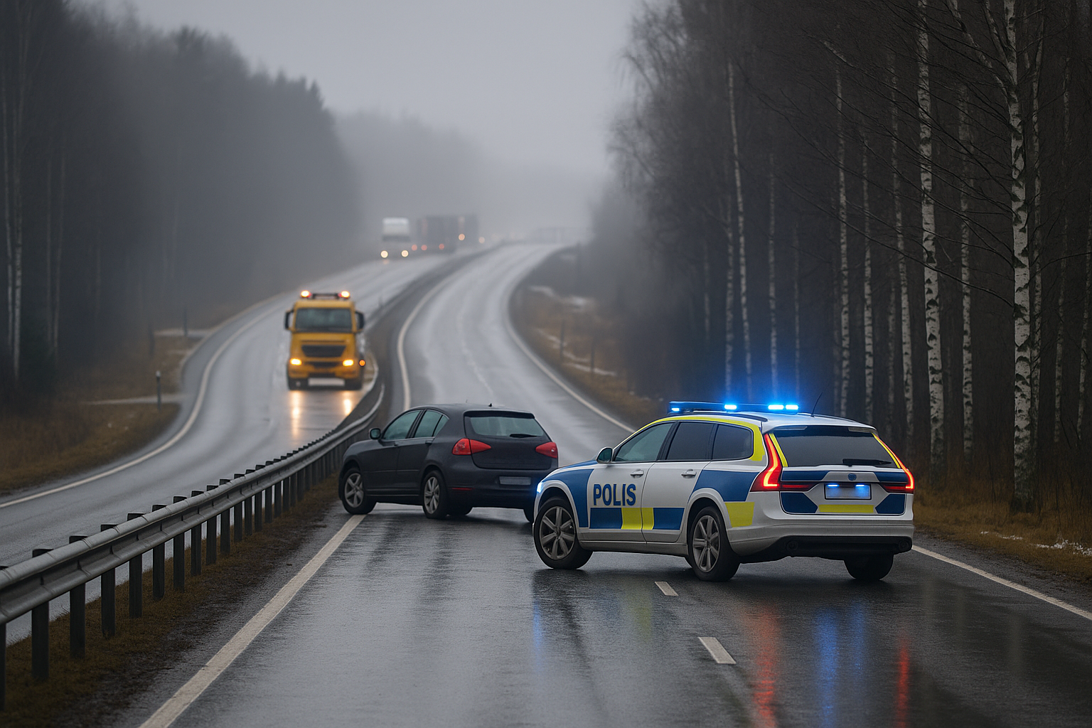 Olycka på riksväg 50 vid Östansjö stör pulsåder genom södra länsdelen