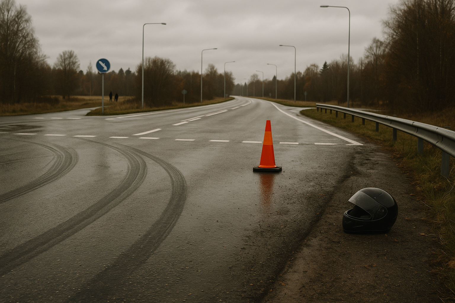 Motorcyklist kör av vid Solbergabadet på länsväg 623