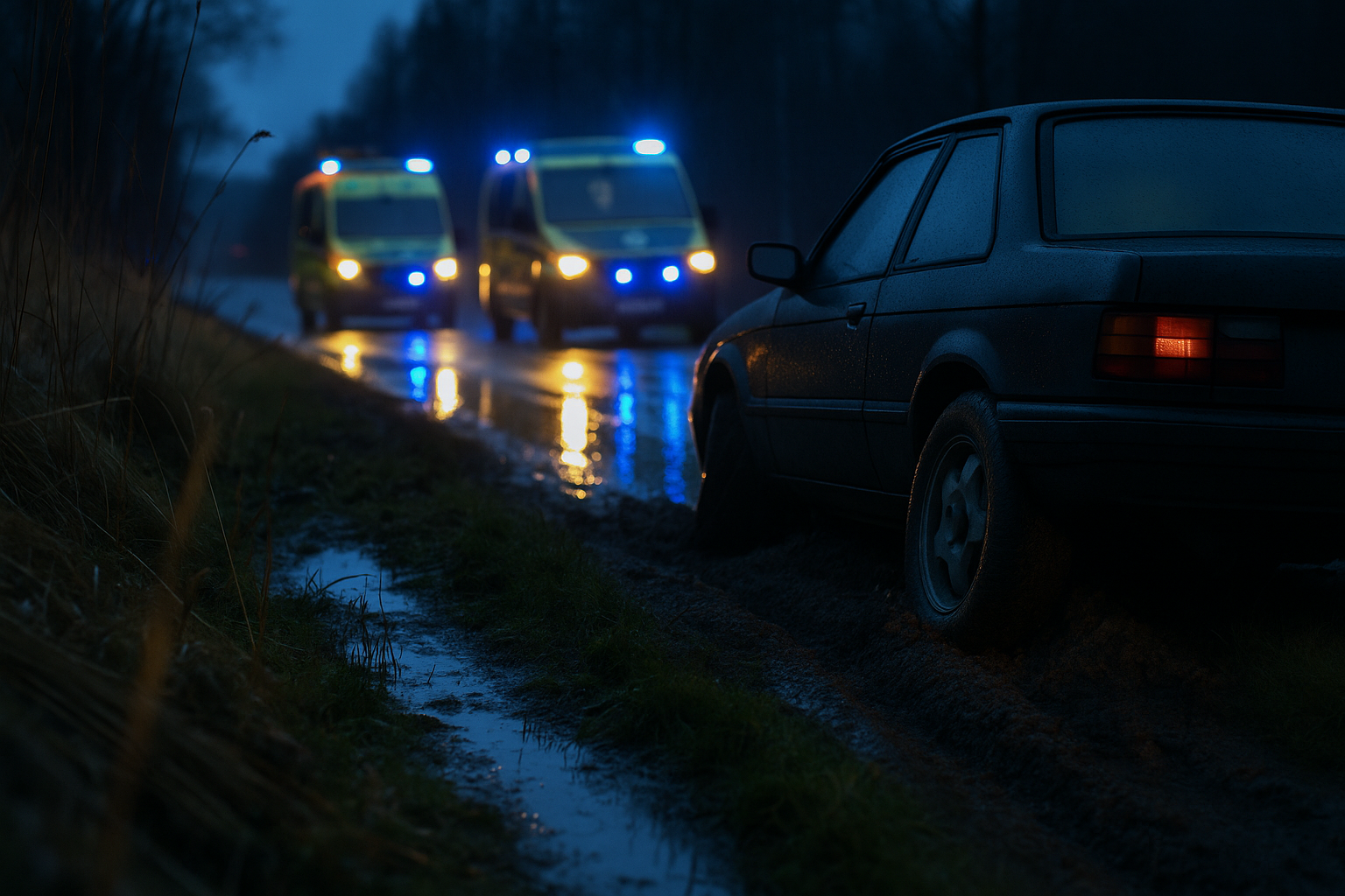 Epa-traktor kör i diket i Lindesberg efter larm med flera ambulanser