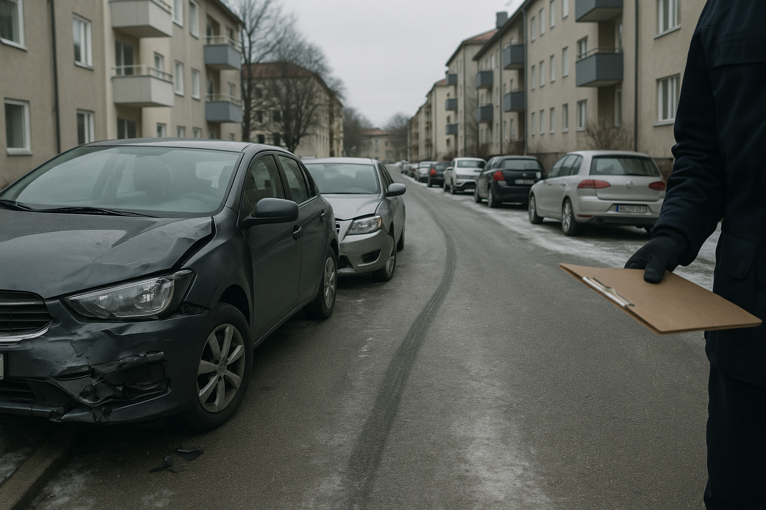 Två bilar krockar i Ladugårdsängen när tät stadsdel pressar trafik på små gator