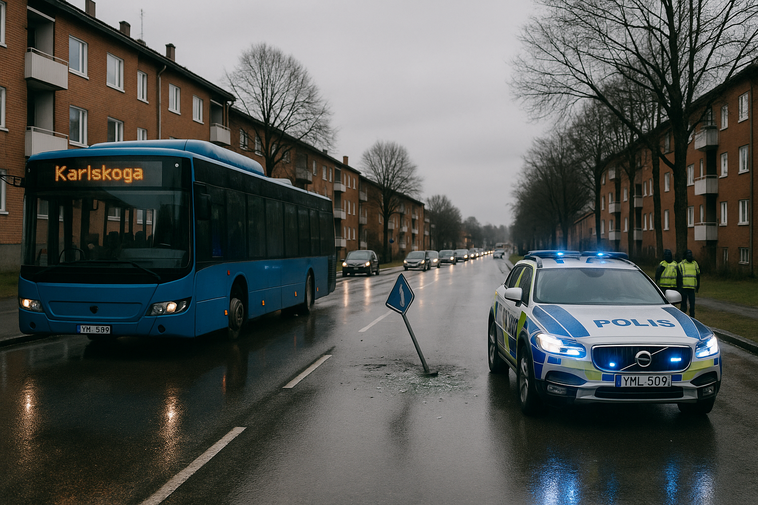 Polisen larmas till trafikolycka i Baggängen